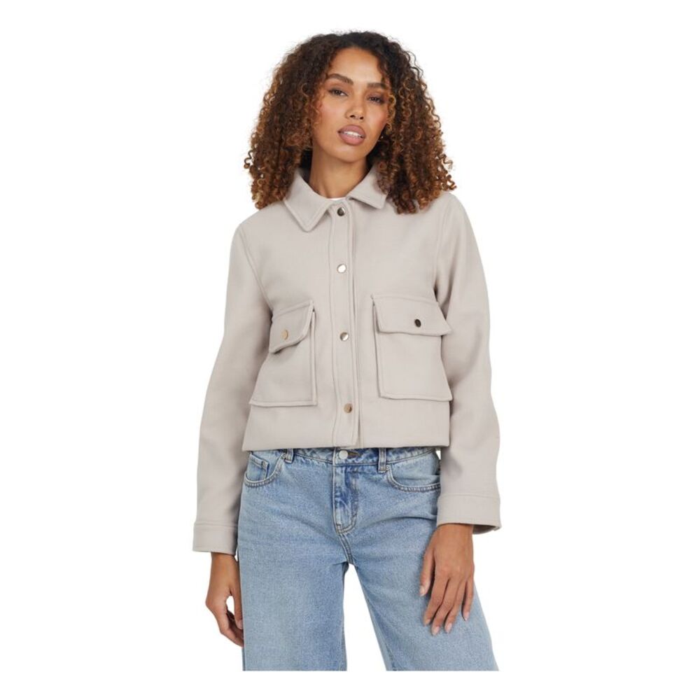 Brave Soul Womens/Ladies Melanie Faux Wool Swing Jacket / Oat Marl